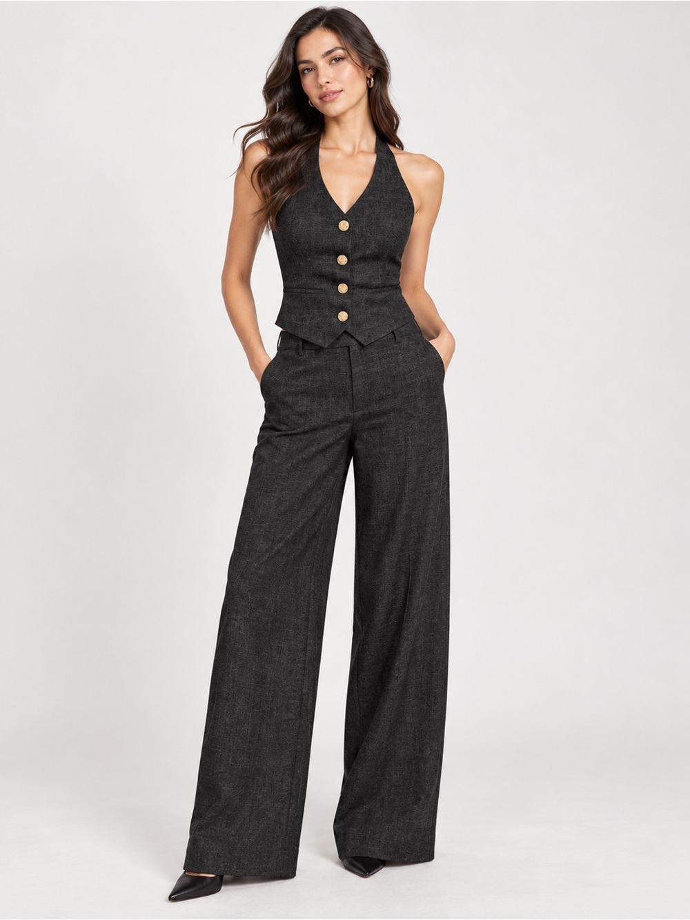 178 Halter Vest & Wide Leg Pants Set